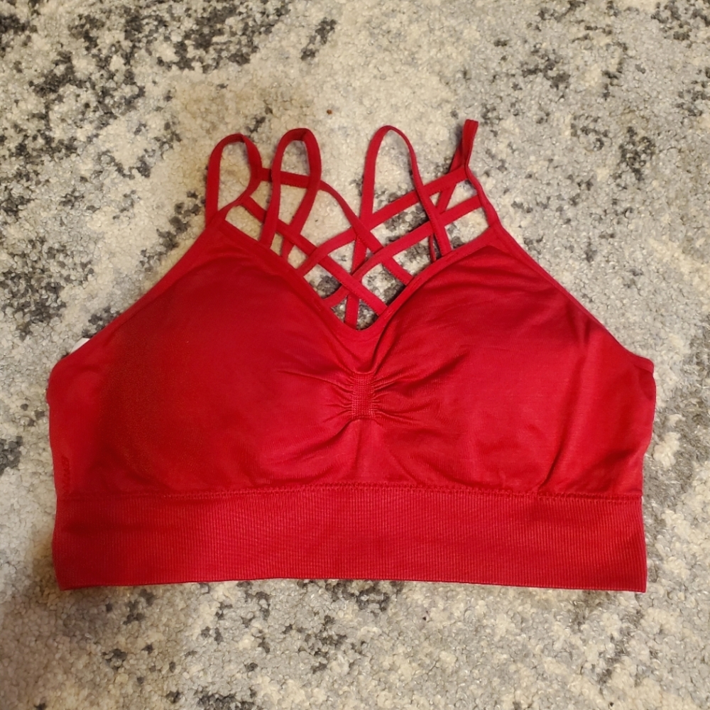 Itzon Strappy sports bra L/XL Red New